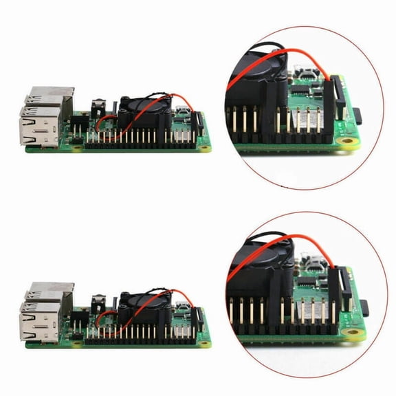 Aluminum Fast Cooling Square 1/2 Dual Fan Single Fan with Heatsink for Raspberry Pi 3B/3B+ TAPDRA Spare Part