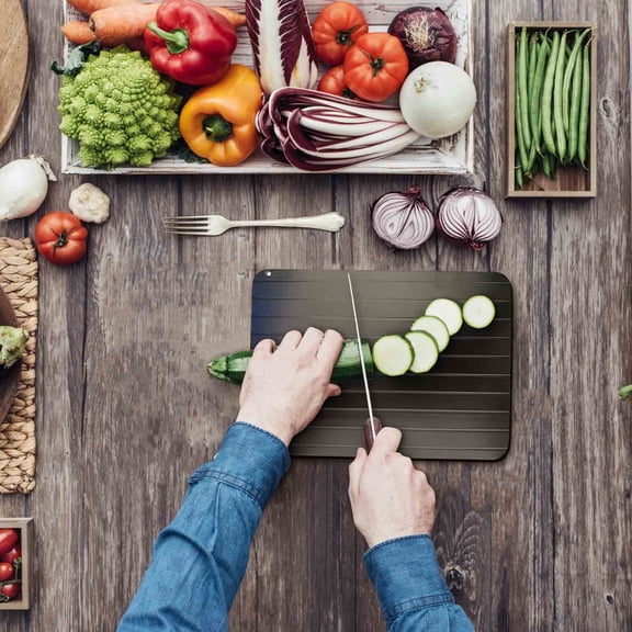 Aluminum Fast Thawing Board for Meat Seafood Steak - Quick Defrosting Tray with Efficient Heat Conduction - Kitchen Cutting Board for Home Cooking - Food Thawing Plate for Frozen Ingredients