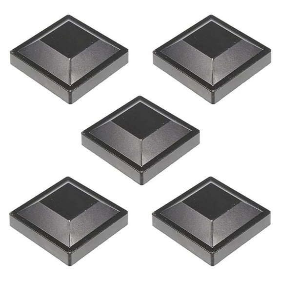 Aluminum Fence Post Caps - 3x3 Inch Square Black Post Caps (5 Pack) | Weather Resistant Decorative Fence Post Covers | Rustproof Aluminum Fence Accessories