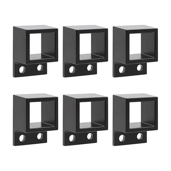 Aluminum Fence Standard Wall Mount 1" x 1 1/8" for Rails - Residential Rail Mounts | Black | Pack of 6
