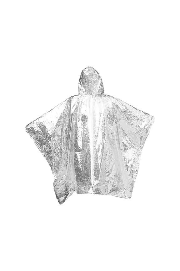 Aluminum Film Thermal Emergency Rain Poncho, Waterproof Windproof Insulated Packable Raincoat for Hiking Camping Fishing Outdoor Survival Emergency Kit Supplies