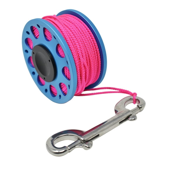 Aluminum Finger Spool 100ft Dive Reel w/ Spinning Holder, Baby Blue/Pink