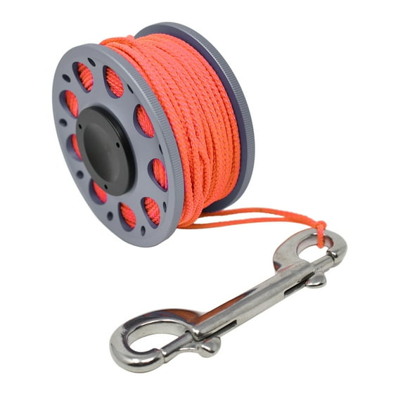 Aluminum Finger Spool 100ft Dive Reel w/ Spinning Holder, Gray/Orange