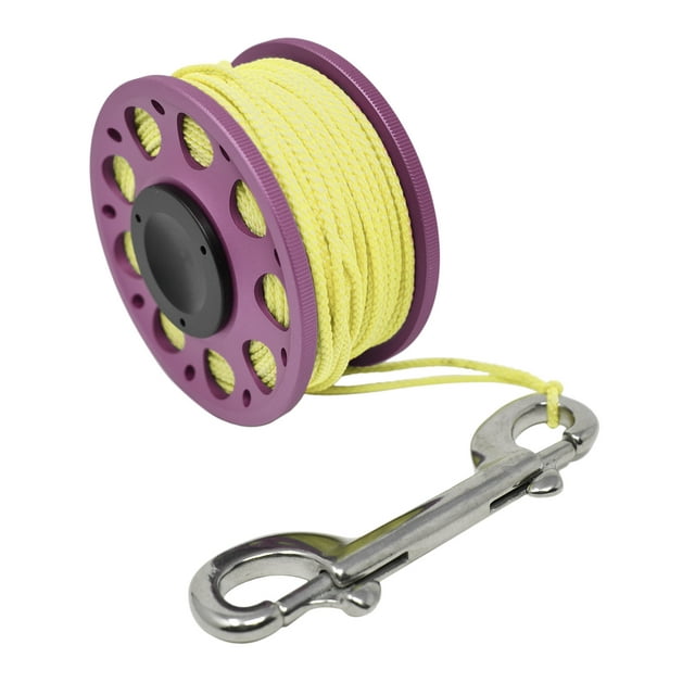 Aluminum Finger Spool 100ft Dive Reel w/ Spinning Holder, Pink/Yellow