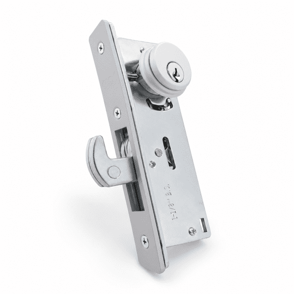 Aluminum Finish Narrow Stile Mortise Door Hook Deadbolt Lock with Zinc Alloy Cylinder