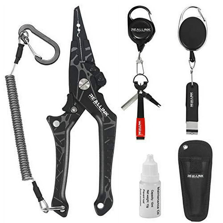 Aluminum Fishing Pliers Hook Remover Tool Kits and Accessories 8 in 1  Combo, Fishing Quick Nail Knot Tying Tools, Stainless Split Ring Forceps  and Pliers for Salmon and trout Gears Assortment 