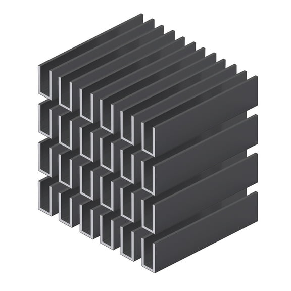 Aluminum Fixed Panel Shower Door U Channel for 3/8" Thick Glass 95 inches Length, Matt Black Finish 24 Pieces