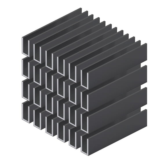 Aluminum Fixed Panel Shower Door U Channel for 3/8" Thick Glass 95 inches Length, Matt Black Finish 24 Pieces