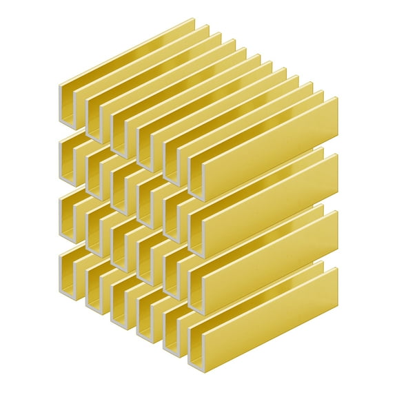 Aluminum Fixed Panel Shower Door U Channel for 3/8" Thick Glass 95 inches Length, Satin Brass 24 Pieces