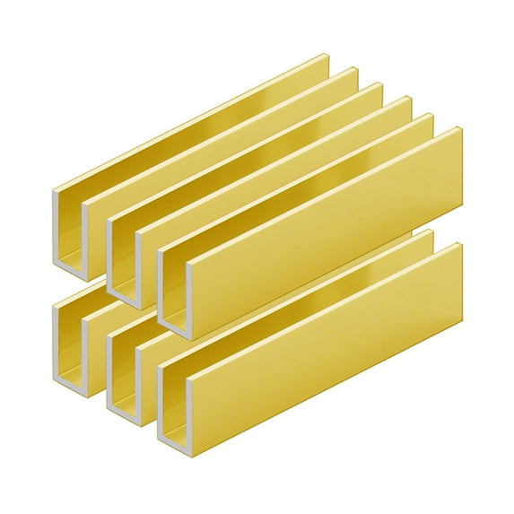 Aluminum Fixed Panel Shower Door U Channel for 3/8" Thick Glass 95 inches Length, Satin Brass 6 Pieces
