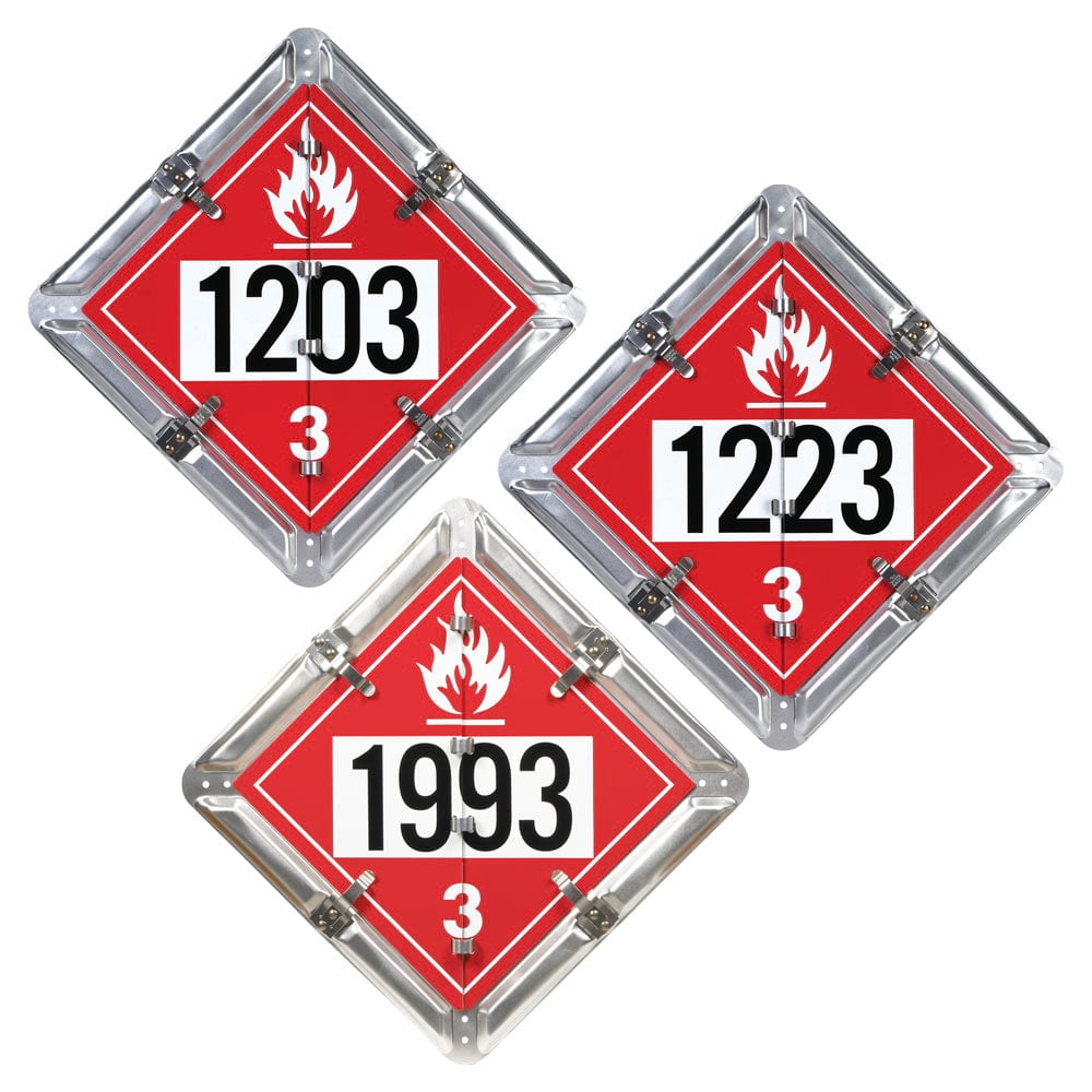 Aluminum Flip File Hazmat Placard, 3-Legend Numbered Set - 13.75