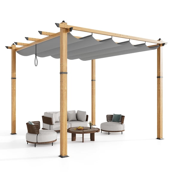 Aluminum Flower Trellis Pergola with Retractable Canopy, Waterproof, UV Protection, Rust-Resistant, Adjustable Shade Outdoor Gazebo for Climbing Plants