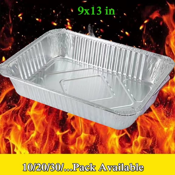 Aluminum Foil 9 X 13 Aluminum Steam Bench Pans Baking Pans and Drip Pans – Suitable for Disposable Silver Foil Food Containers – Extra Thick and Sturdy