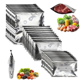 Aluminum Foil Antibacterial Sealing Bag, 30-Pack Reusable Freezer Bags, Thicken Stand Up Foil Sealable Bags with Label and Zip Lock for Food, Vegetable, Fruit and Meat