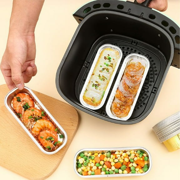 Aluminum Foil Baking Trays for Air Fryer, Usupdd Non Stick Disposable Tin Foil Pans for Oven Microwave, 5 Pack 6.4x2.4x1.1 Inch Small Baking Sheets for Toaster Oven Meal Prep