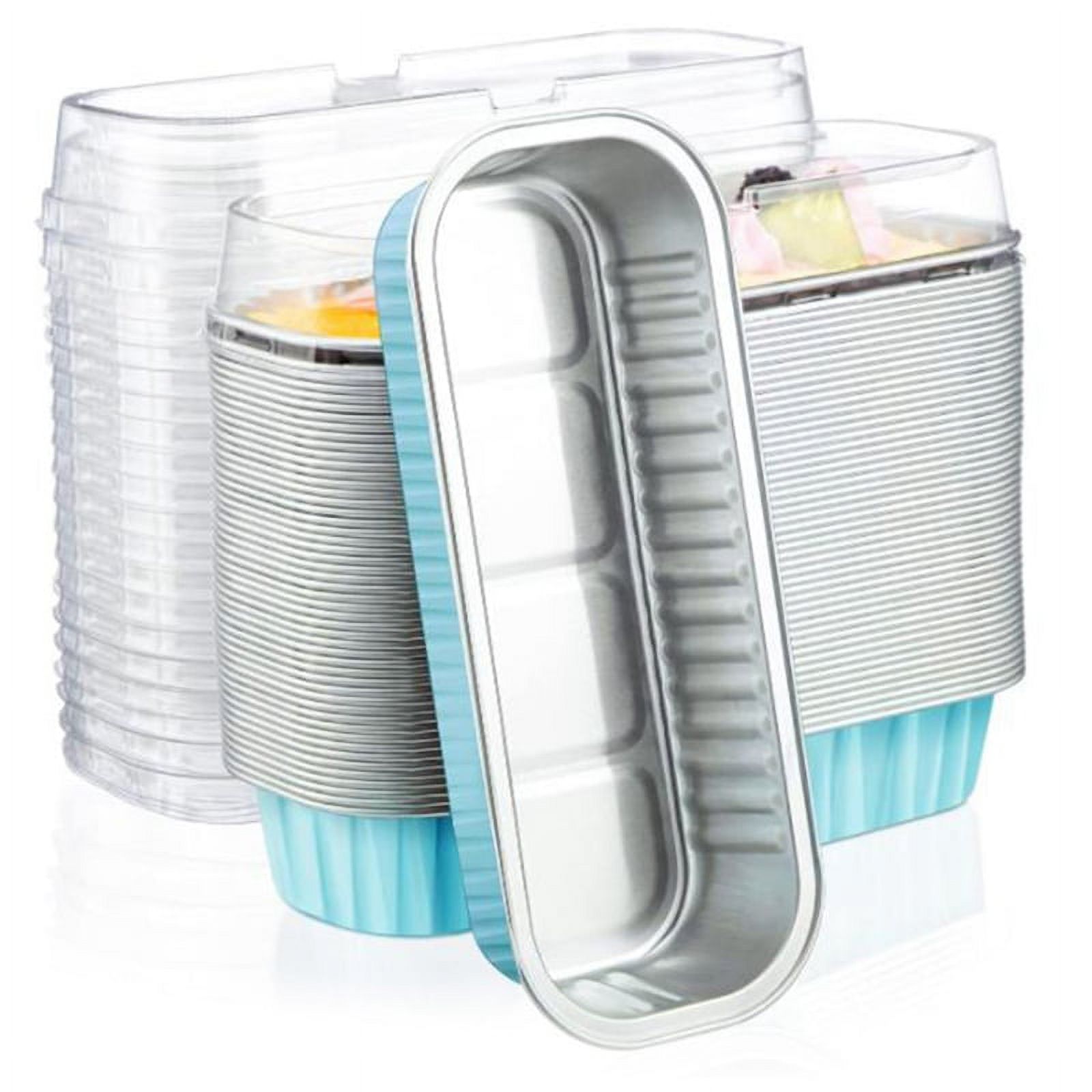 Aluminum Foil Bread Frying Pan,50Pcs Disposable Mini Bread Pan with Lid