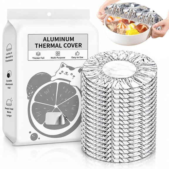 Aluminum Foil Covers, Covers Reusable No Need for Single Use Plastic Wraps, Flexible Stretch Edge Fits Various Dishware, Multiuse As Refrigerator Covers, Microwave Safe Covers for