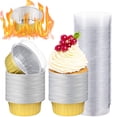 thumbnail image 1 of Disposable Ramekins with Lids, 50 Pack/ 5 oz Gold Aluminum Foil Dessert Baking Cups, Reusable Cupcake Liners Pudding Cups for Wedding, Christmas, Kitchen, Party, Various Holiday Parties, 1 of 7