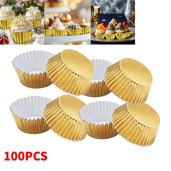 Beaupretty Elegant Golden Cake Paper Mold for Baking and Party Snacks 100Pcs