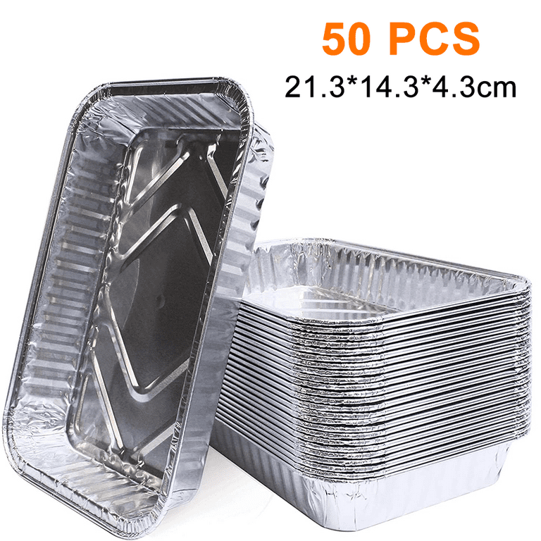 60Pcs Disposable Aluminum Foil Roasting Pan, 400mL BBQ Trays