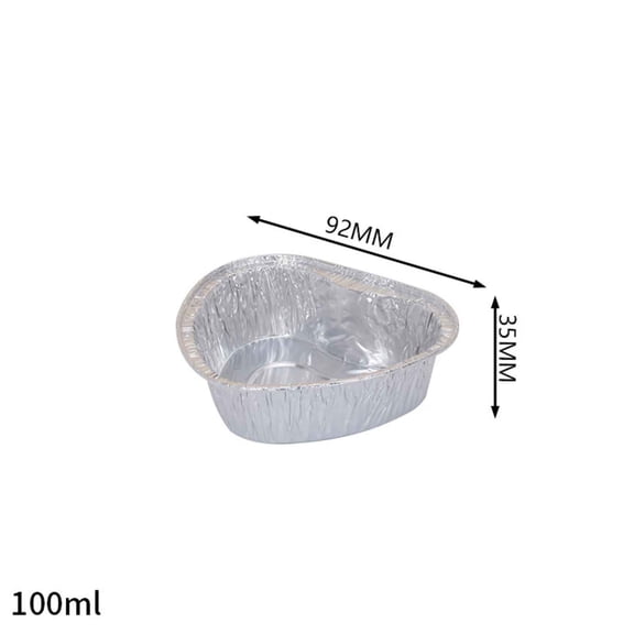 Aluminum Foil Heart Shaped Tin Foil Box, Disposable Baking Dessert Egg Container, Multi-Size 92mm-188mm with or without Lid for Home, Restaurant, Valentine’s Day