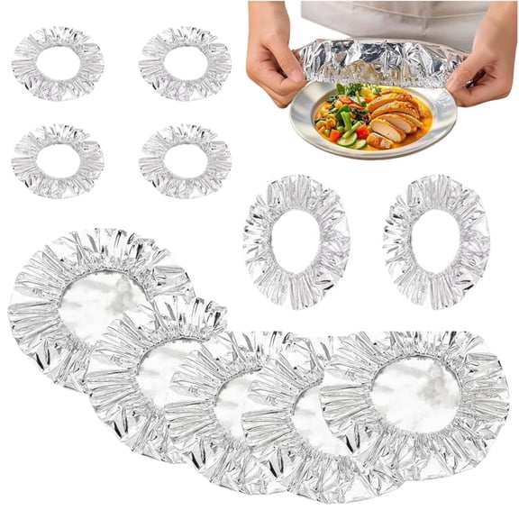 Aluminum Foil Heat Retaining Covers, 2026 Upgrade Pop Up Tin Foil Food Insulation Cover With Elastic Edges, Adjustable Foods Storage Covers For Any Plate Or Bowl