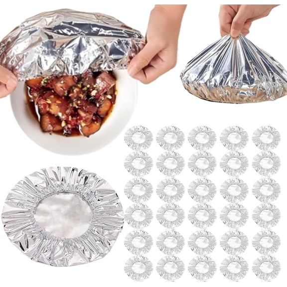 Aluminum Foil Heat Retaining Covers, Aluminum Foil Insulation Covers, Home Dining Table & Food Container Aluminums Foil Heat-Retaining Cover (30PCS)