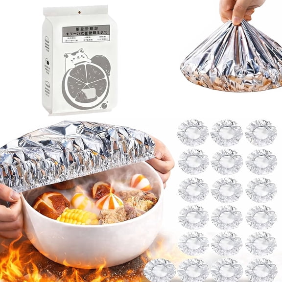 Aluminum Foil Heat Retaining Covers, Reusable Aluminum Foil Heat Shield Lids, Ultimate Heat & Freshness Retention, High-Temp Resistant & Multi-Use For Any Plate Or Bowl
