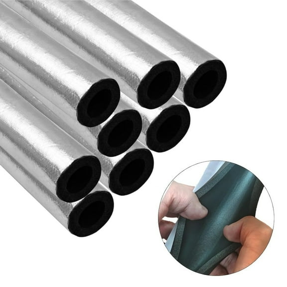 Aluminum Foil Insulation Pipe,Self Adhesive Exterior Water Pipe,TGY Pre Slit Self Adhesive Foam Covers for Water Heater Freeze Protection,8Pcs