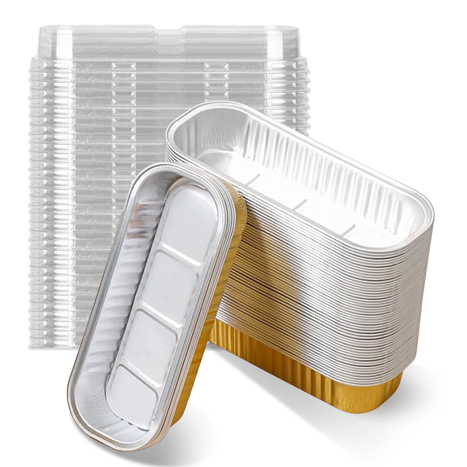 Aluminum Foil Mini Loaf Pans with Lids 6.8 oz 6.5 x 2.6 x 2 Inch