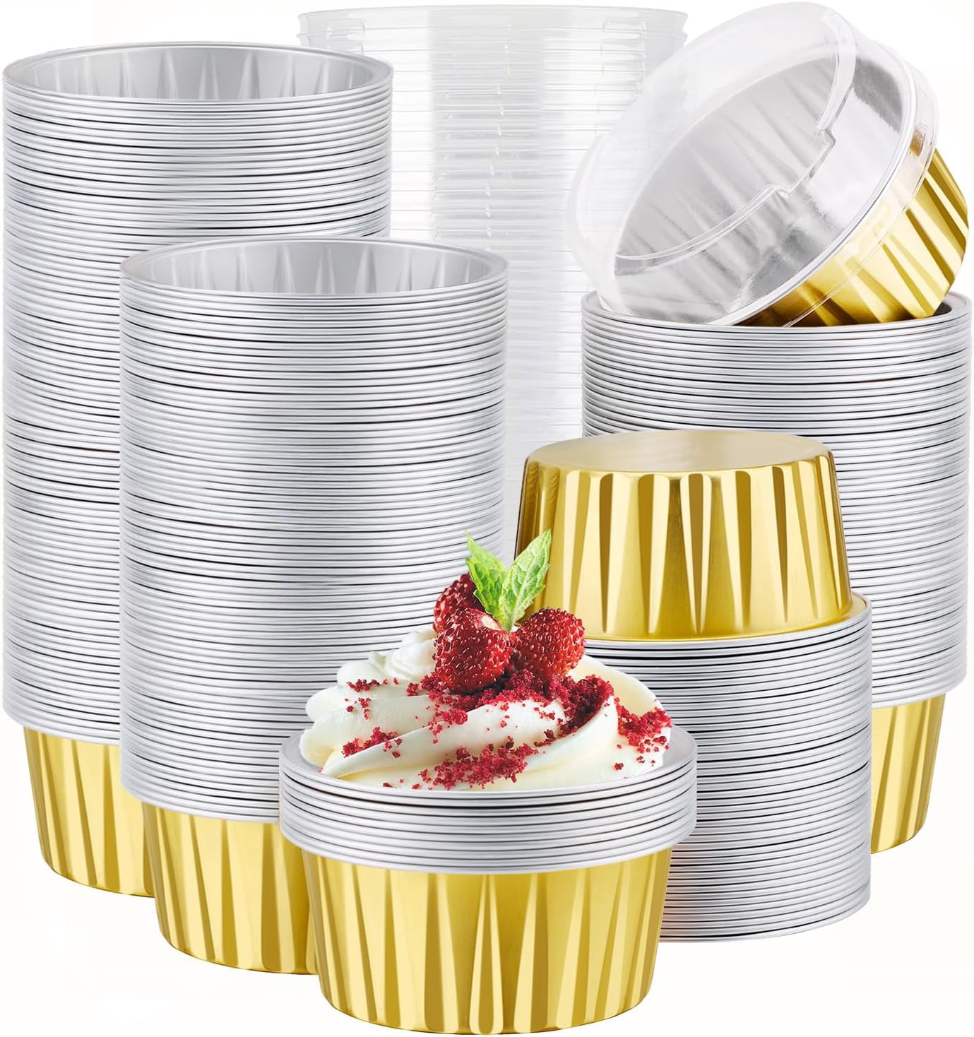 Aluminum Foil Muffin Cupcake Ramekin, 50pcs 5oz 125ml Disposable ...