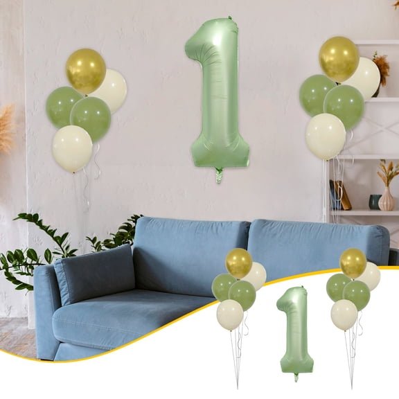 Aluminum Foil Number Balloon Set - Birthday Party Decoration, Digital Scene Decor with Ribbon & Straw, Large Balloons for Holiday Celebration