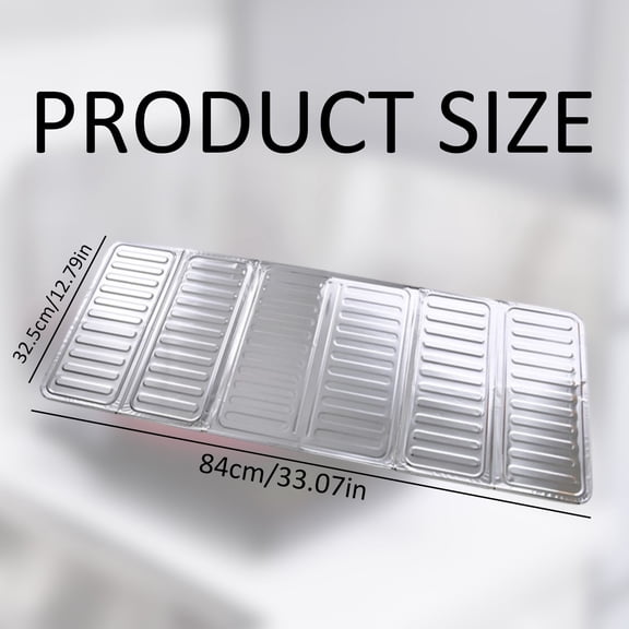 Aluminum Foil Oil Splash Guard - Foldable Kitchen Stove Protector with 3-Panel Design - 84x32.5cm - Silver