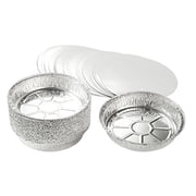 Aluminum Foil Pans - 100-Piece Round Disposable Tin Pans with Flat Board Lids for Baking, Roasting, Broiling, and Cooking, 9 x 1.6 x 9 Inches