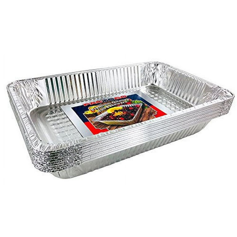 Pactogo Aluminum Foil Pans - Full-Size Deep Disposable Steam Table Pans for Baking, Roasting, Broiling, Cooking, 20.5 x 13 x 3.3 Inches - Heavy Duty