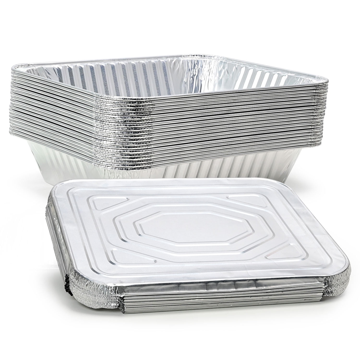 TINANA 9x13 Aluminum Foil Pans with Clear Lids, 20 Pack for Baking