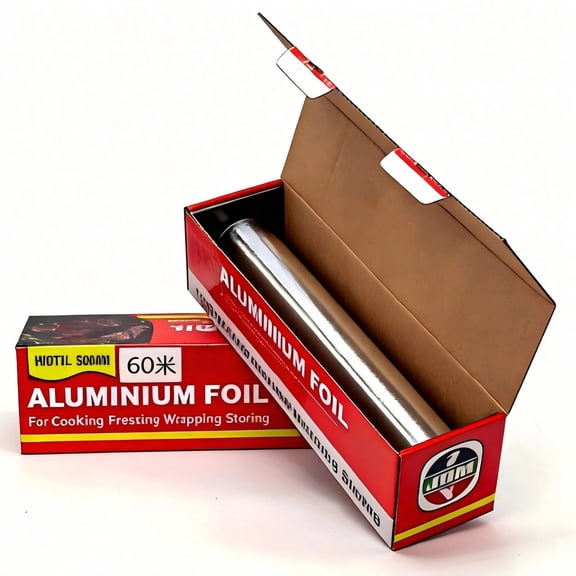 Aluminum Foil Roll 12"x200ft,YUOFD Heavy Duty Tin Foil Wrap with Serrated Cutter, Kitchen Foil Aluminum Roll for Cooking, Baking, Grilling, and Freezer Storage Needs,Silver Foil Pack