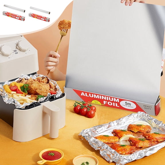 Aluminum Foil Roll Heavy Duty Tin Foil Paper Large Roll • Food Grade Oven Air Fryer Grill • Thickened Non-Stick BBQ Foil for Cooking Baking Wrapping