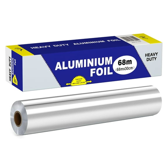 GARITIN Aluminum Foil Paper 223 Sq Ft, Heavy Duty Aluminum Foil, Non Stick Foil Roll with Cutter for Grilling, Cooking, Catering, Grill Foil Wraps for Food, 12 Inches Wide, Silver