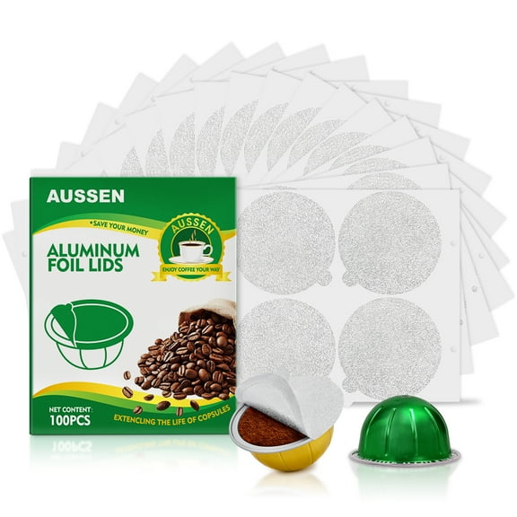Aluminum Foil Seals Lids For Reusable Nespresso Pods,Compatible with Nespresso Vertuoline Machine, Reuse Coffee Pods Cover Seals 64mm 100pcs