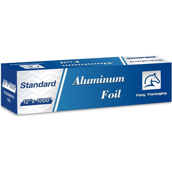 Aluminum Foil Standard 12 inch Wide, 1000 FT Food Safe Foil Wrap for Cooking, Baking, Grilling, Food Service Aluminum Foil Roll (12"x1000', Standard-1 Count)