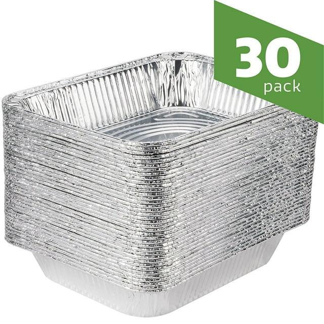 Aluminum Foil Steam Table Pans, Half Size Deep, 9x13 Pans (30 Pack