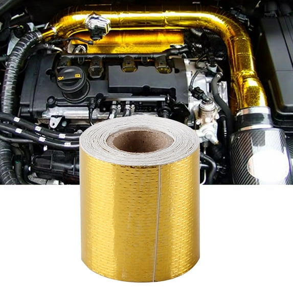 RNLUGM Car Accessories Gold Silvery Aluminum Foil Tape Heat Insulating Tin Foil Paper High Temperature Resistive Fiber Cloth Suitable For Exhaust Pipe Range Hood