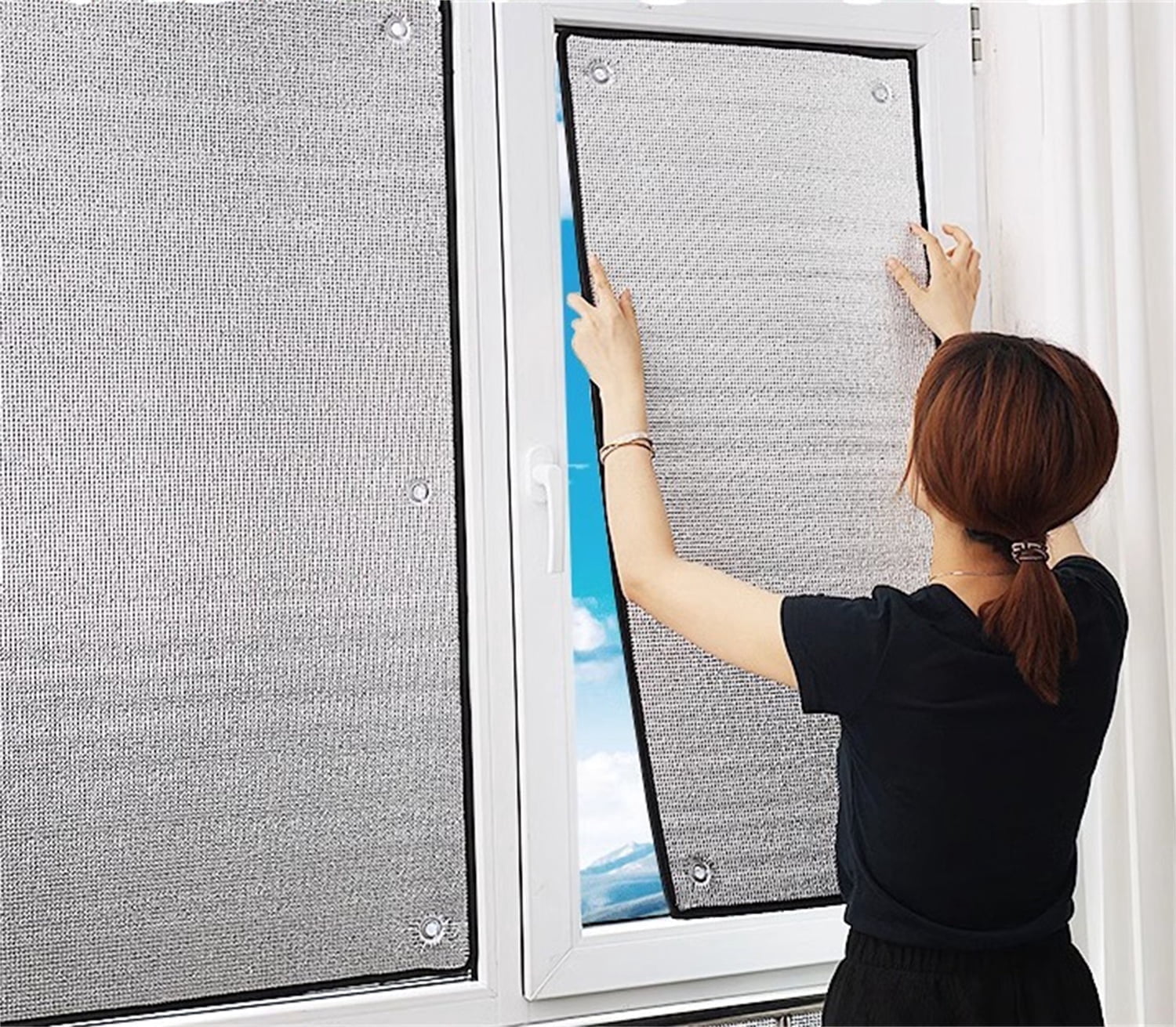 Aluminum Foil Window Film,Happon 1 Pcs Anti UV Thermal Insulation Film,Home Window Insulation Kit,Home Sun Protection Film,Total Blackout Window Tint Film,No Glue (20"x40")