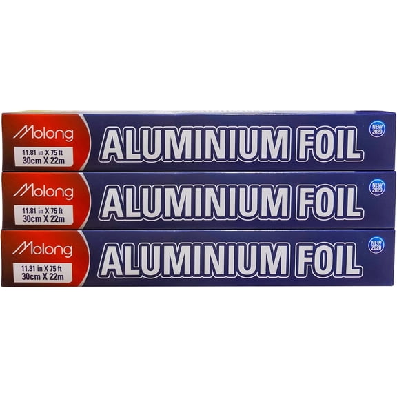 Aluminum Foil Wrap 75 Feet Long Heavy Duty Food Foil Wrap Kitchen Rap Suitable for Cooking, Roasting, Baking,BBQ and Family Parties (3 PACK)