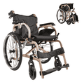 thumbnail image 1 of Aluminum Foldable Lightweight Adult Wheelchair, New Square Tube Design, 18 Inch Seat, Locking Hand Brakes, 22 Inch Rear Wheels, Champagne Gold, 1 of 11