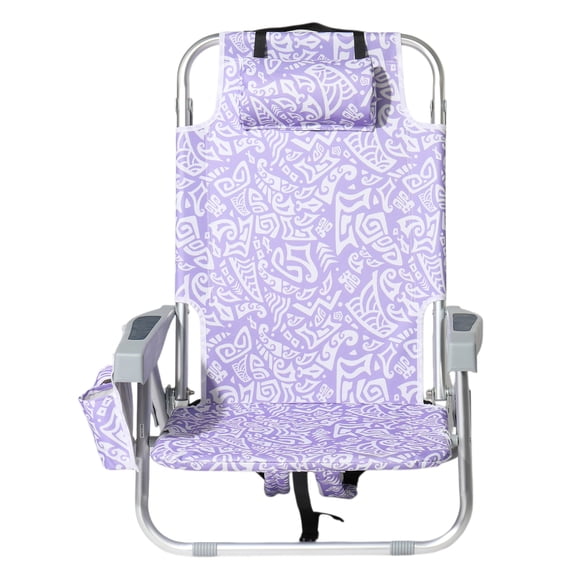 Aluminum Folding Beach Chair - 8.5" Seat Height, Purple Tribal Pattern ...