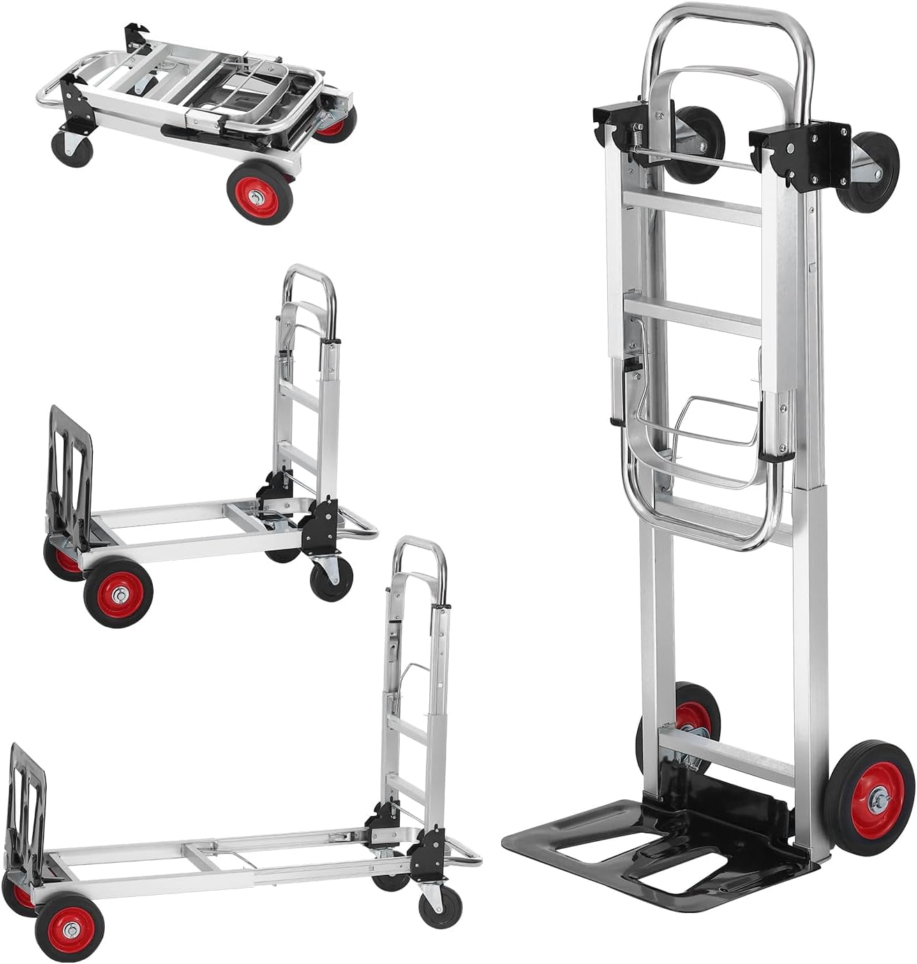 Aluminum Folding Hand Truck, 2 in 1 Design 400 lbs Capacity, Heavy Duty