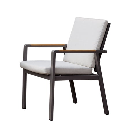 Aluminum Frame Arm Chair with Fabric Back and Seat Cushions Gray - Saltoro Sherpi