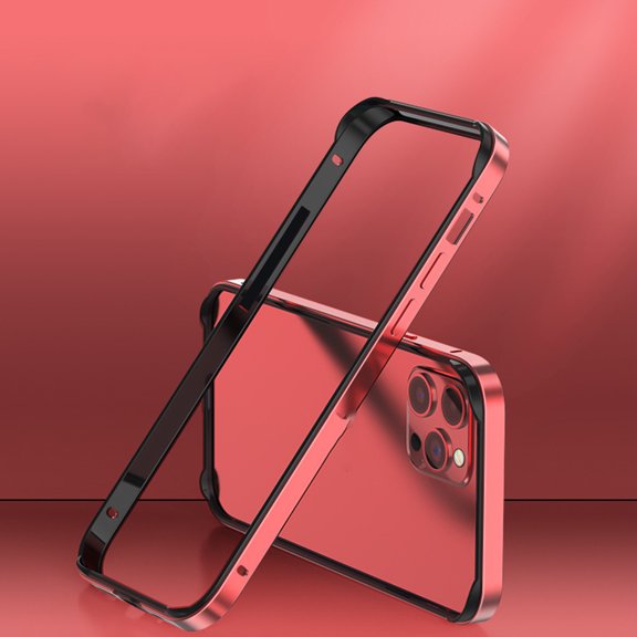 Aluminum Frame Metal Bumper Case Compatible with iPhone 14 Pro Max with Soft Inner Bumper Ultra Thin Shockproof Case-Red